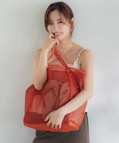 coca（coca）（コカ）の「メッシュトートバッグ（トートバッグ・レディース・オレンジ/ブラック・ONE SIZE）」の10枚目の写真