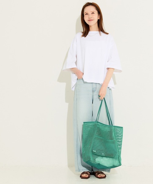coca(coca)(コカ)の「\26ss新色追加/ メッシュトートバッグ(トートバッグ・レディース・オレンジ/ブラック・ONE SIZE)」の7枚目の写真