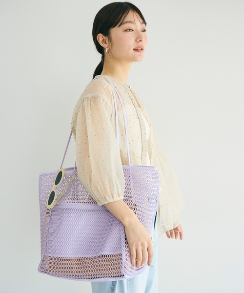 coca(coca)(コカ)の「\26ss新色追加/ メッシュトートバッグ(トートバッグ・レディース・オレンジ/ブラック・ONE SIZE)」の14枚目の写真