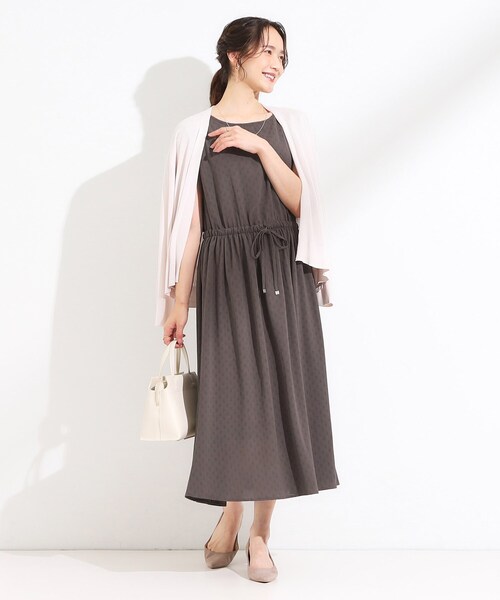 DRESKIP（ドレスキップ）の「【S-LL】さらりと1枚で決まる ジャカードワンピース（ワンピース・レディース・ネイビー/ライトオレンジ系/ブラウン系その他・01/02/03/04）」の11枚目の写真