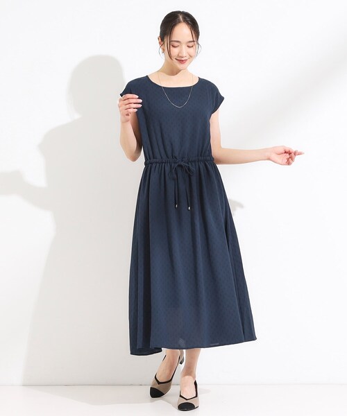DRESKIP（ドレスキップ）の「【S-LL】さらりと1枚で決まる ジャカードワンピース（ワンピース・レディース・ネイビー/ライトオレンジ系/ブラウン系その他・01/02/03/04）」の13枚目の写真