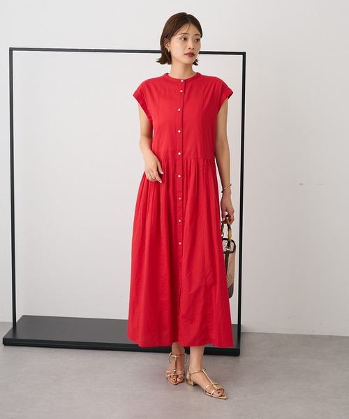 CRAFT STANDARD BOUTIQUE（クラフトスタンダードブティック）の「インド綿フレンチスリーブワンピース◆（シャツワンピース・レディース・ブラック/レッド・FREE）」の8枚目の写真