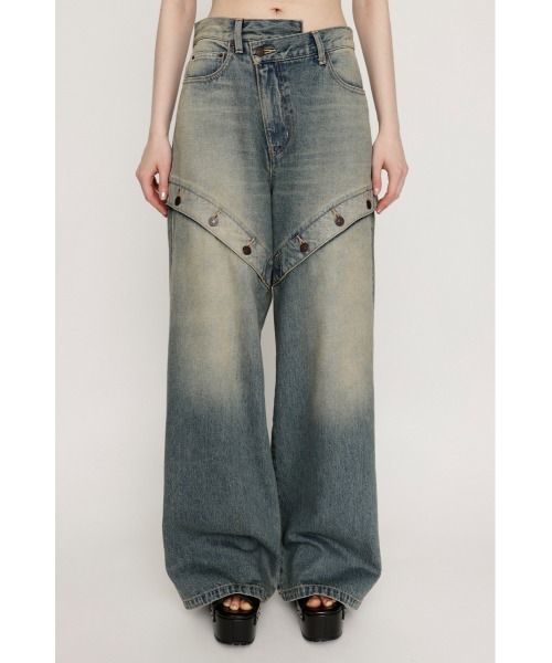 the open product タイダイ デニム パンツ セール】J/W SIDE OPEN STRAIGHT PT ジャストウエスト サイド