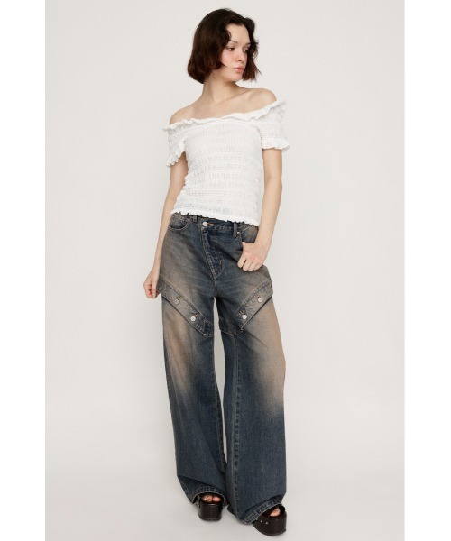J/W SIDE OPEN STRAIGHT PT ライトブルー　2 J/W SIDE OPEN STRAIGHT PT ジャストウエスト サイドオープン