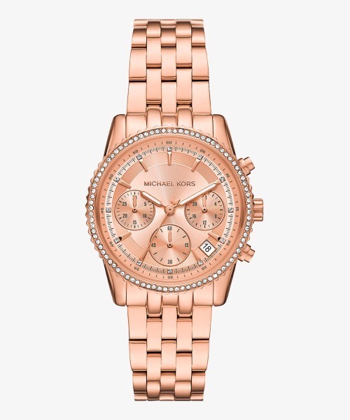 MICHAEL KORS(マイケルコース)の「RITZ パヴェ ローズゴールドトーン ウォッチ(アナログ腕時計・レディース・ゴールド系・FREE)」の1枚目の写真