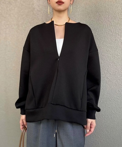 Emma Taylor(エマテイラー)の「ダンボールフロント2wayクルーネックプルオーバー(Tシャツ/カットソー・レディース・ブラック/ライトベージュ/シルバー系/ネイビー/オフホワイト/モカ・FREE)」の22枚目の写真