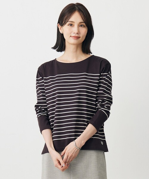 J.PRESS Ladies（J.プレス レディス）の「バスクボーダー カットソー（Tシャツ/カットソー・レディース・パープル系1/ライトグレー系1/黄土色系1・SMALL）」の3枚目の写真