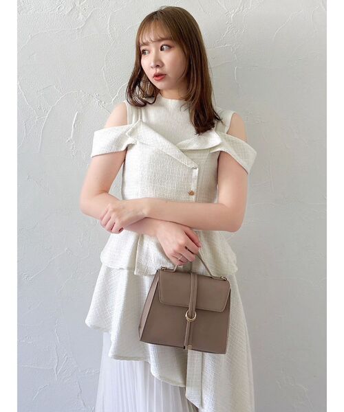 dazzlin オフショルアシメトレンチワンピース　ボルドーM 今期 オフショルアシメトレンチワンピース（ワンピース）｜dazzlin