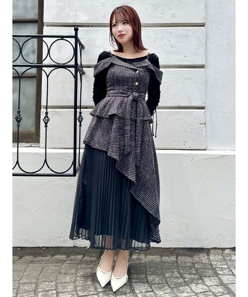 セール】オフショルアシメトレンチワンピース（ワンピース）｜dazzlin