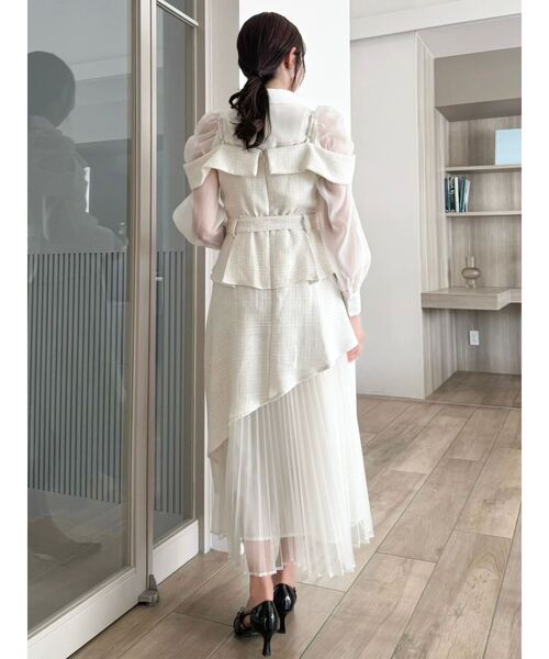 dazzlin オフショルアシメトレンチワンピース　ボルドーM 今期 dazzlin オフショルアシメトレンチワンピース ボルドーM 今期