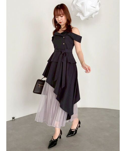 dazzlin♡ワンピース セール】オフショルアシメトレンチワンピース（ワンピース