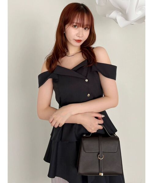 オフショルアシメトレンチワンピース（ワンピース）｜dazzlin