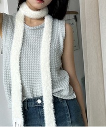 MASHIRO（マシロ）の「【MASHIRO】ロングニット細マフラー/ロングタイ無地カラー（MA/EK225）（マフラー）」