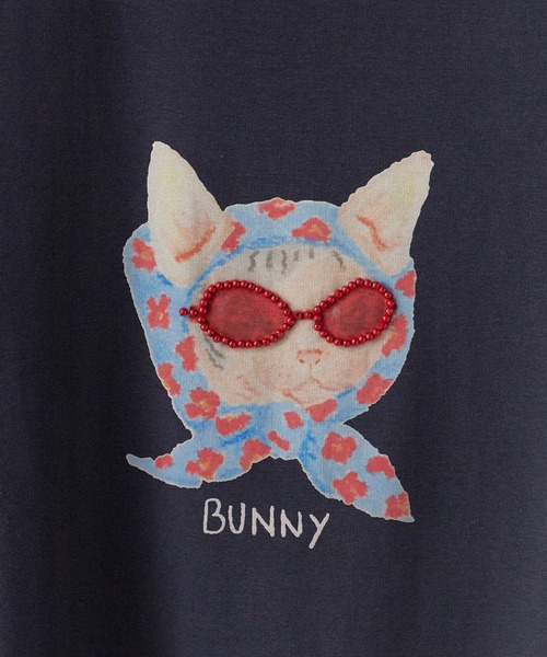 ROOPTOKYO（ループトウキョウ）の「スカーフCATプリント半袖Tシャツ（Tシャツ/カットソー・レディース・ホワイト/ネイビー/グレー・FREE）」の6枚目の写真