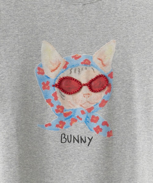 ROOPTOKYO（ループトウキョウ）の「スカーフCATプリント半袖Tシャツ（Tシャツ/カットソー・レディース・ホワイト/ネイビー/グレー・FREE）」の5枚目の写真