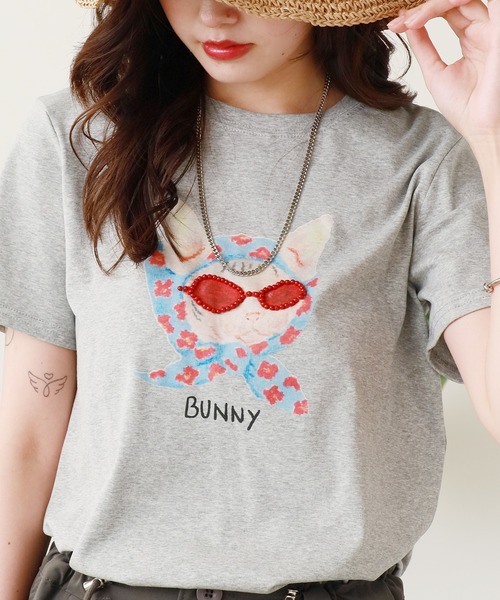 ROOPTOKYO（ループトウキョウ）の「スカーフCATプリント半袖Tシャツ（Tシャツ/カットソー・レディース・ホワイト/ネイビー/グレー・FREE）」の19枚目の写真