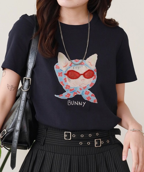 ROOPTOKYO（ループトウキョウ）の「スカーフCATプリント半袖Tシャツ（Tシャツ/カットソー・レディース・ホワイト/ネイビー/グレー・FREE）」の14枚目の写真