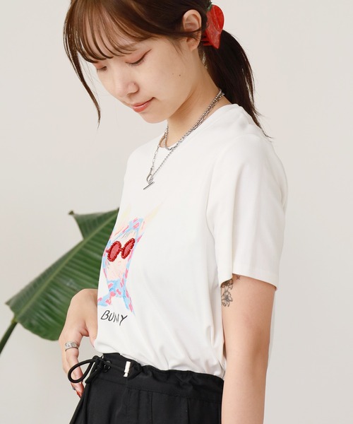 ROOPTOKYO（ループトウキョウ）の「スカーフCATプリント半袖Tシャツ（Tシャツ/カットソー・レディース・ホワイト/ネイビー/グレー・FREE）」の22枚目の写真