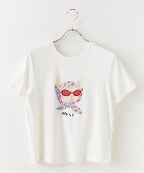 ROOPTOKYO（ループトウキョウ）の「スカーフCATプリント半袖Tシャツ（Tシャツ/カットソー・レディース・ホワイト/ネイビー/グレー・FREE）」の21枚目の写真