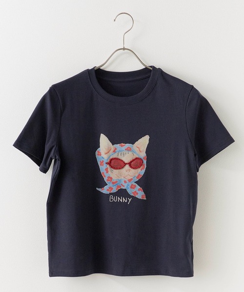 ROOPTOKYO（ループトウキョウ）の「スカーフCATプリント半袖Tシャツ（Tシャツ/カットソー・レディース・ホワイト/ネイビー/グレー・FREE）」の15枚目の写真