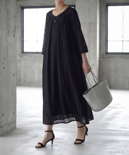 STYLE DELI(スタイルデリ)の「【LUXE】ウェーブレースロングワンピース(ワンピース・レディース・ブラック・01/02)」の1枚目の写真