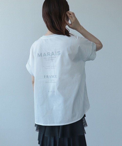 Cepica(セピカ)の「バックプリント異素材バイカラーTシャツ(Tシャツ/カットソー・レディース・グレー/ベージュ・FREE)」の8枚目の写真