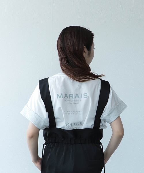 Cepica(セピカ)の「バックプリント異素材バイカラーTシャツ(Tシャツ/カットソー・レディース・グレー/ベージュ・FREE)」の10枚目の写真