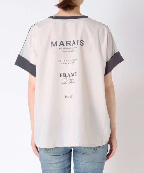 Cepica(セピカ)の「バックプリント異素材バイカラーTシャツ(Tシャツ/カットソー・レディース・グレー/ベージュ・FREE)」の13枚目の写真