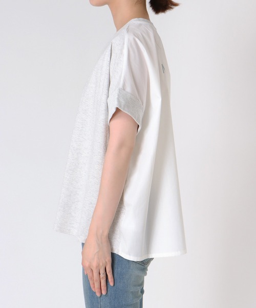 Cepica(セピカ)の「バックプリント異素材バイカラーTシャツ(Tシャツ/カットソー・レディース・グレー/ベージュ・FREE)」の16枚目の写真