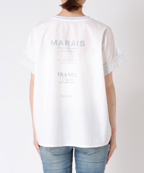 Cepica(セピカ)の「バックプリント異素材バイカラーTシャツ(Tシャツ/カットソー・レディース・グレー/ベージュ・FREE)」の17枚目の写真