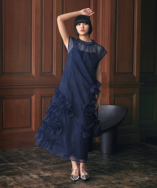 darial(ダリアル)の「【darial】organdy volume skirt dress オーガンジー ボリューム スカート ドレス お呼ばれ 結婚式 二次会 成人式 同窓会 セレモニードレス パーティドレス オケージョンドレス(ドレス・レディース・ブラック/ネイビー/グリーン・S/M)」の19枚目の写真