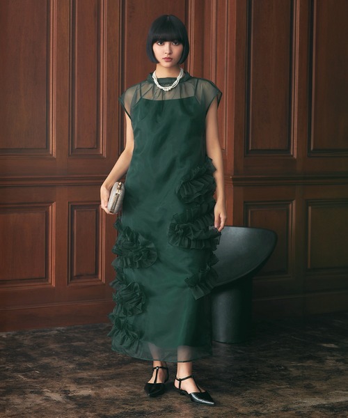 darial(ダリアル)の「【darial】organdy volume skirt dress オーガンジー ボリューム スカート ドレス お呼ばれ 結婚式 二次会 成人式 同窓会 セレモニードレス パーティドレス オケージョンドレス(ドレス・レディース・ブラック/ネイビー/グリーン・S/M)」の12枚目の写真
