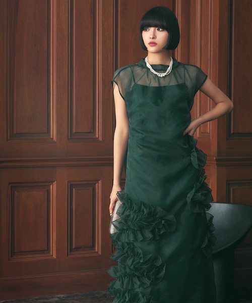 darial(ダリアル)の「【darial】organdy volume skirt dress オーガンジー ボリューム スカート ドレス お呼ばれ 結婚式 二次会 成人式 同窓会 セレモニードレス パーティドレス オケージョンドレス(ドレス・レディース・ブラック/ネイビー/グリーン・S/M)」の14枚目の写真