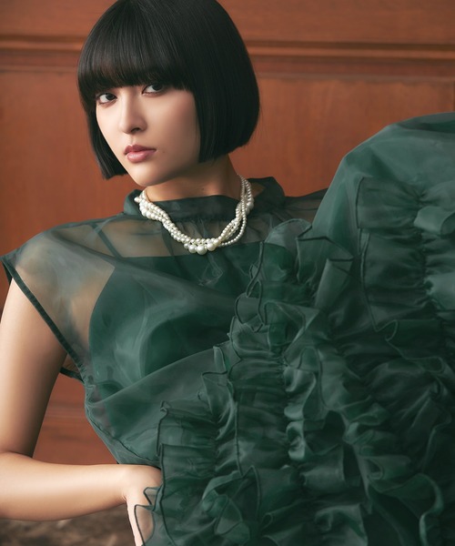 darial(ダリアル)の「【darial】organdy volume skirt dress オーガンジー ボリューム スカート ドレス お呼ばれ 結婚式 二次会 成人式 同窓会 セレモニードレス パーティドレス オケージョンドレス(ドレス・レディース・ブラック/ネイビー/グリーン・S/M)」の15枚目の写真