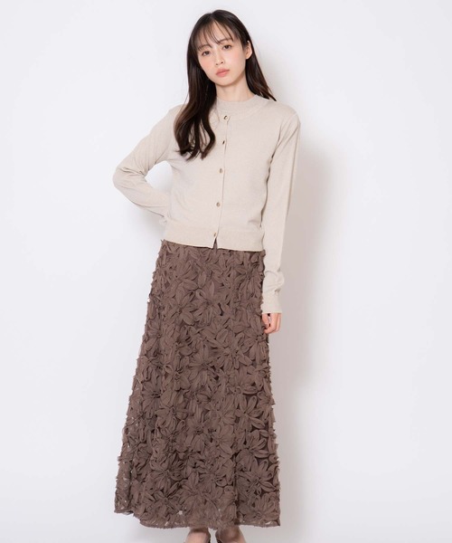 NOELA（ノエラ）の「フラワージャガードスカート（スカート・レディース・オフホワイト/ブラウン/ピンク・S/M）」の2枚目の写真