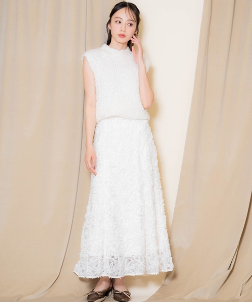 NOELA（ノエラ）の「フラワージャガードスカート（スカート・レディース・オフホワイト/ブラウン/ピンク・S/M）」の7枚目の写真