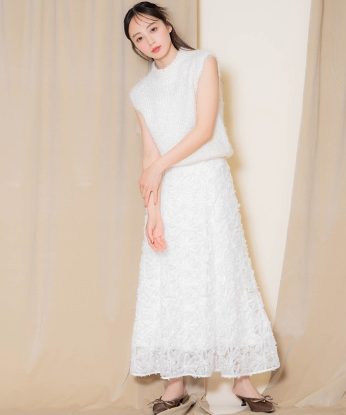 NOELA（ノエラ）の「フラワージャガードスカート（スカート・レディース・オフホワイト/ブラウン/ピンク・S/M）」の8枚目の写真