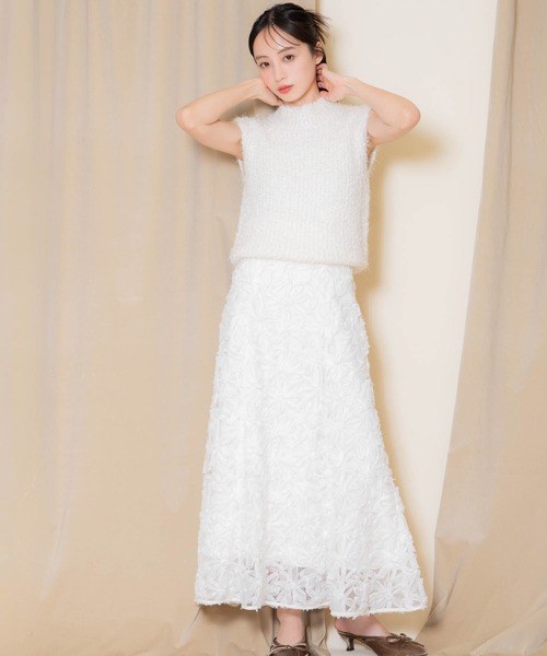 NOELA（ノエラ）の「フラワージャガードスカート（スカート・レディース・オフホワイト/ブラウン/ピンク・S/M）」の9枚目の写真