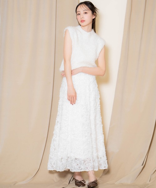 NOELA（ノエラ）の「フラワージャガードスカート（スカート・レディース・オフホワイト/ブラウン/ピンク・S/M）」の10枚目の写真