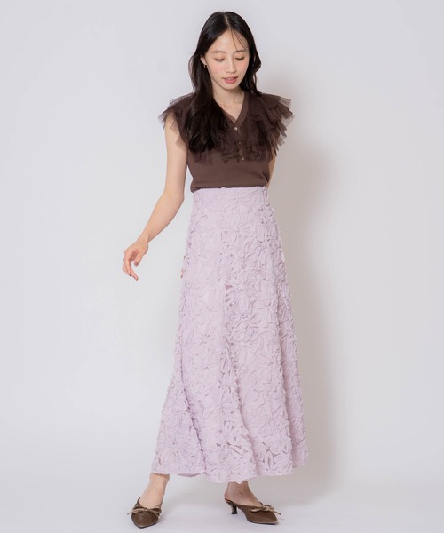 NOELA（ノエラ）の「フラワージャガードスカート（スカート・レディース・オフホワイト/ブラウン/ピンク・S/M）」の12枚目の写真