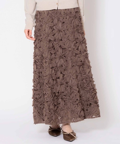 NOELA（ノエラ）の「フラワージャガードスカート（スカート・レディース・オフホワイト/ブラウン/ピンク・S/M）」の16枚目の写真