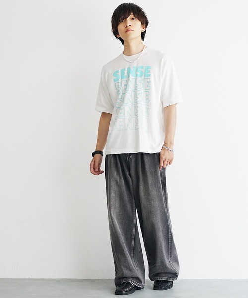 MinoriTY（マイノリティ）の「【MinoriTY】ソフトタッチ×厚手仕立て センスグラデーションアートロゴデザインTシャツ ボックスシルエット メンズ 半袖Tシャツ 夏服（Tシャツ/カットソー・メンズ・ホワイト系その他/スミクロ/ブラック系その他/オフホワイト・L/M/S）」の15枚目の写真