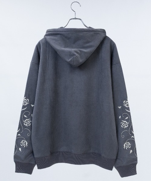 セール】【a】〔NAIVE MAGIC〕裏起毛カットスウェード アームフラワー