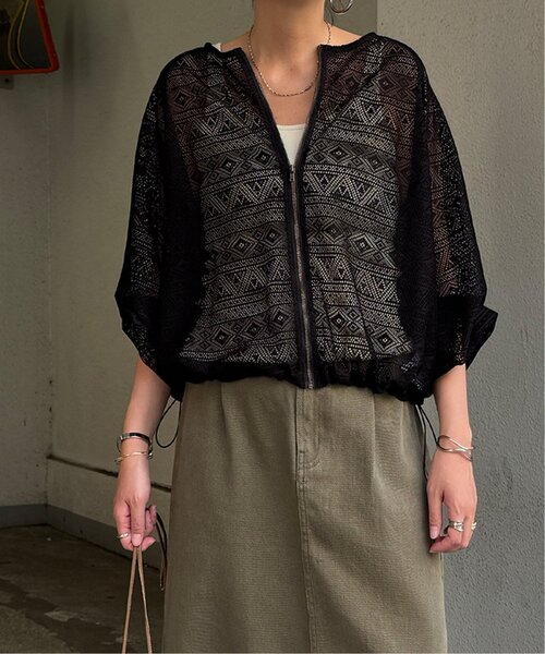 LBC（エルビーシー）の「レースジップ6分ブルゾン（ブルゾン・レディース・ブラック/ホワイト・M）」の2枚目の写真