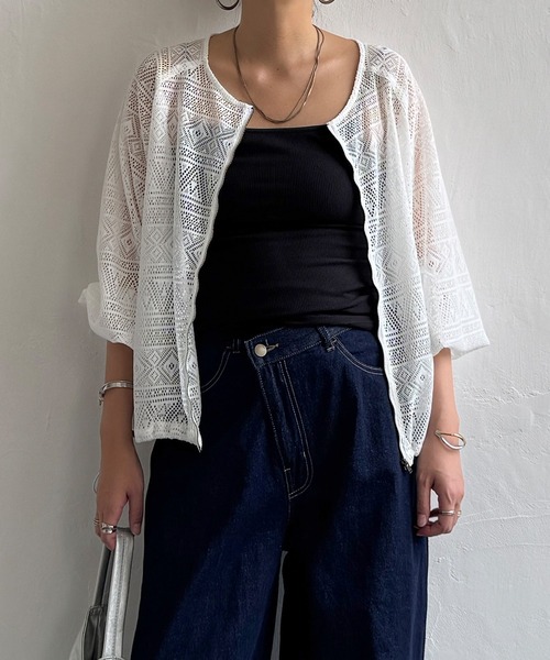 LBC（エルビーシー）の「レースジップ6分ブルゾン（ブルゾン・レディース・ブラック/ホワイト・M）」の3枚目の写真