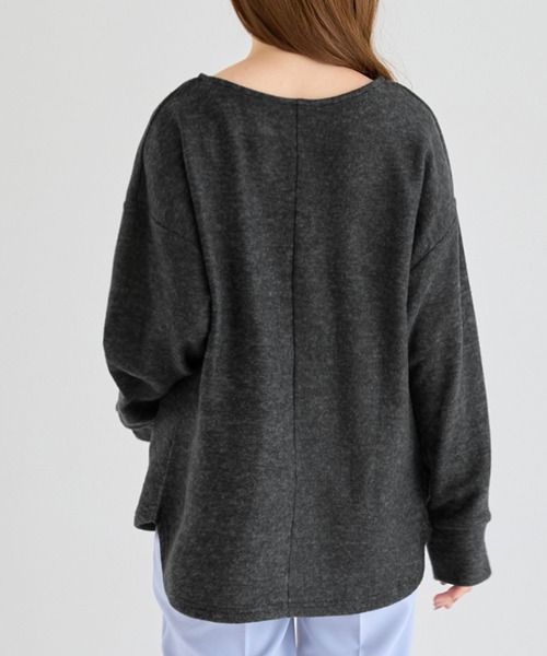 alotta(アロッタ)の「柔らかニットソー素材金ボタンゆるトップス(Tシャツ/カットソー・レディース・チャコール/ボルドー/ライトベージュ/カーキ・LL/L/M)」の22枚目の写真
