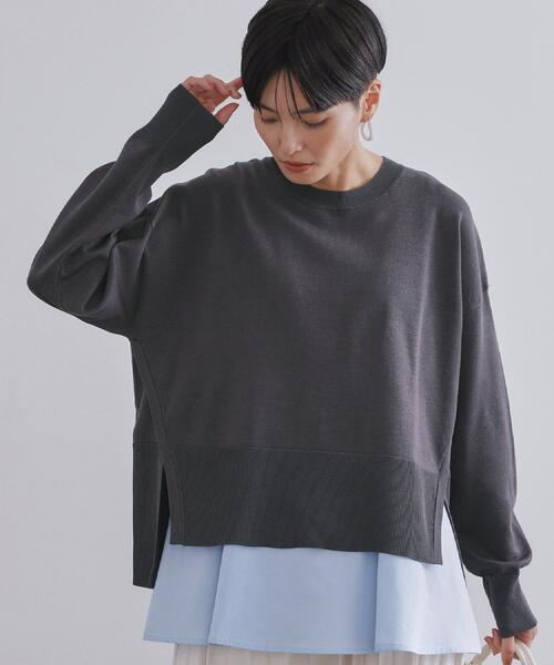 OPAQUE.CLIP(オペークドットクリップ)の「《ツインセット》リラクシーサイドスリットニット×ドッキングタンク【洗濯機洗い可】(その他トップス・レディース・ホワイト系7/グリーン系その他5/チャコール/ブラック系4・38/40)」の12枚目の写真
