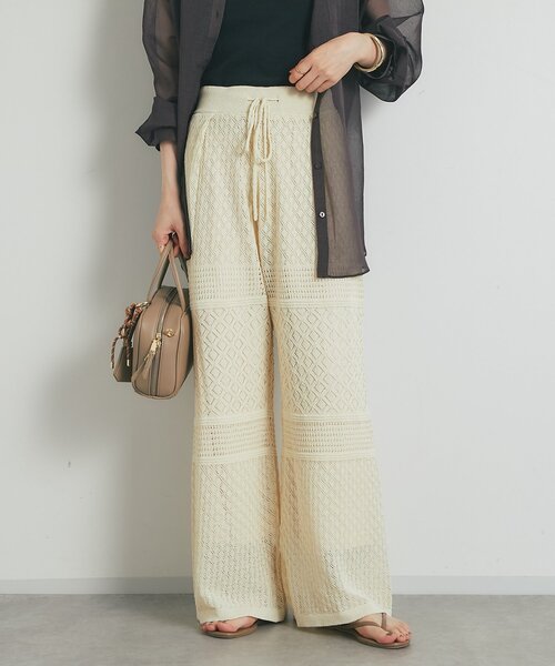 un dix cors（アンディコール）の「《上品でフェミニン》透かし柄ドロストニットパンツ（その他パンツ・レディース・グリーン/アイボリー/ブラック・FREE）」の14枚目の写真