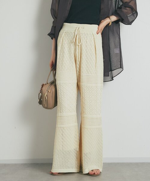 un dix cors（アンディコール）の「《上品でフェミニン》透かし柄ドロストニットパンツ（その他パンツ・レディース・グリーン/アイボリー/ブラック・FREE）」の15枚目の写真