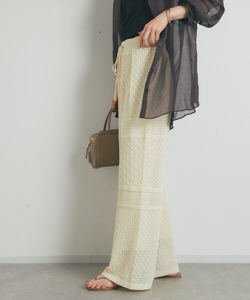 un dix cors（アンディコール）の「《上品でフェミニン》透かし柄ドロストニットパンツ（その他パンツ・レディース・グリーン/アイボリー/ブラック・FREE）」の16枚目の写真